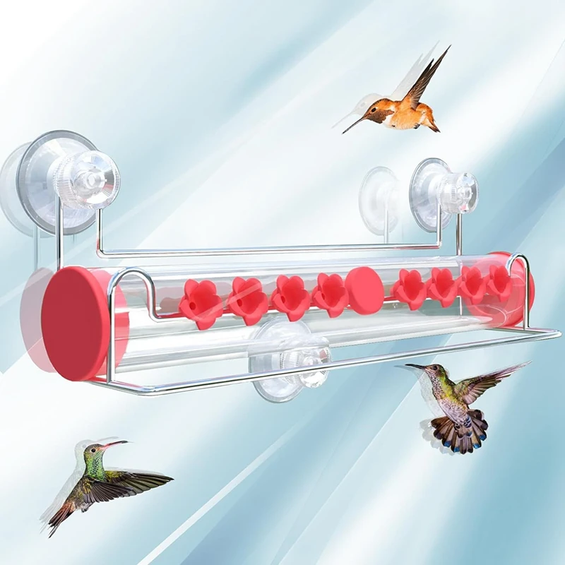 Window Hummingbird Feeder,Suction Cup Hummingbird Feeder For Window With Ant-Proof Feeding Ports And Perches