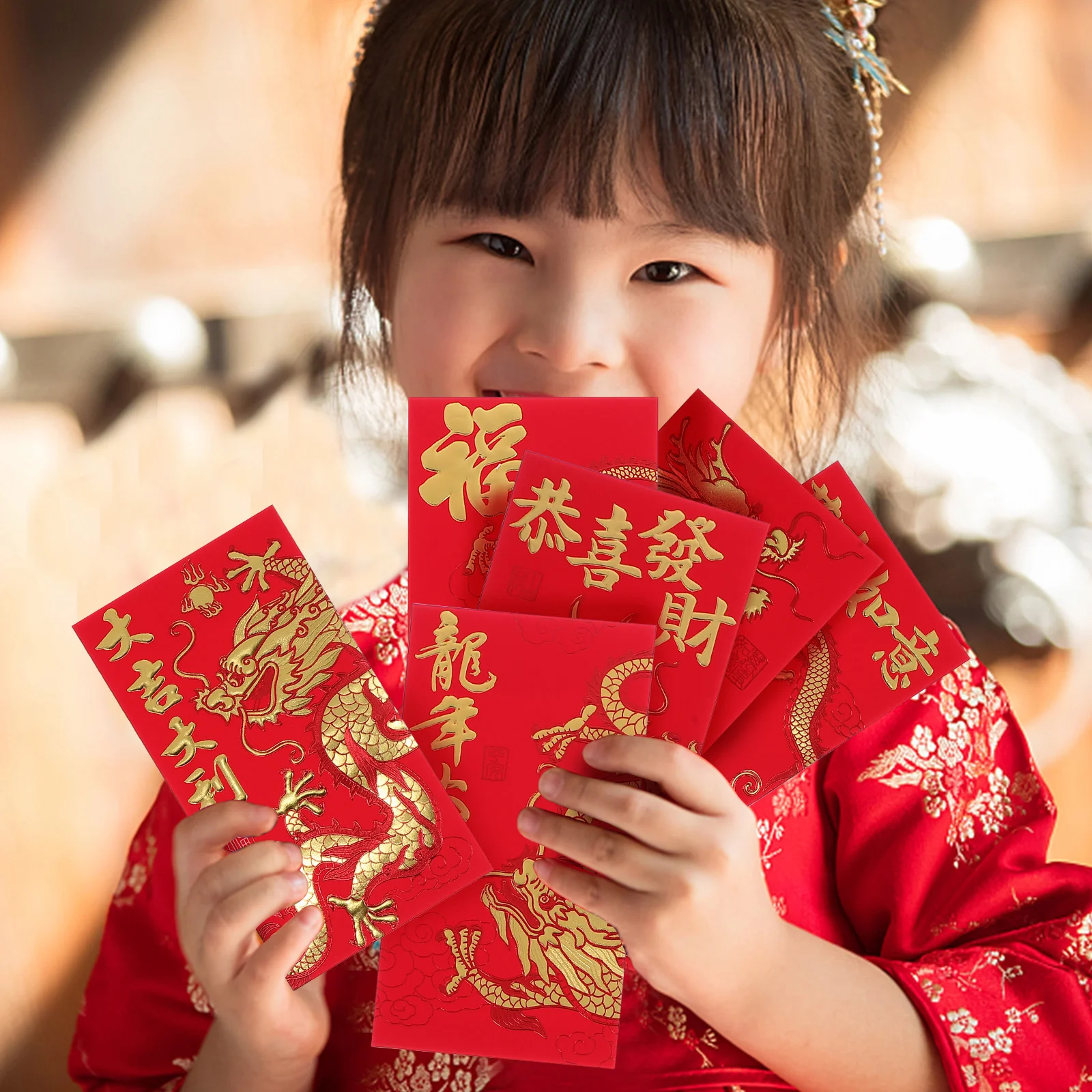 36 Pcs in Total) Chinese New Year Money Packets Red Envelopes Colored Pocket Gifts 2024 Bronzing