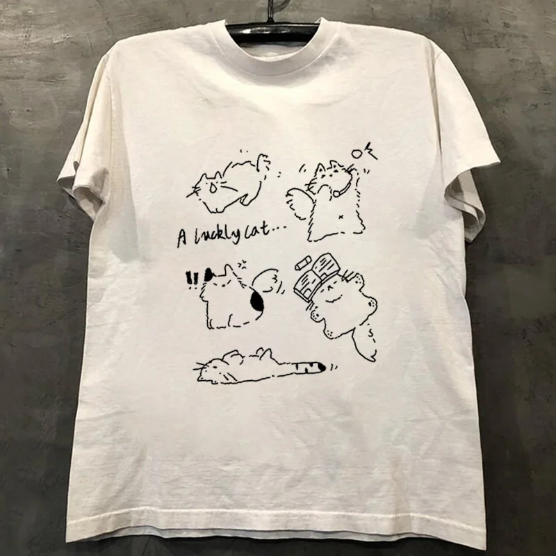 Loose Fit Cotton T-Shirt Unisex Short Sleeve Double Thread UPUPXIA Hero Print Sweat Absorbent round Neck Casual Summer Top