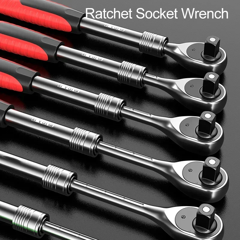 72Teeth Telescopic Ratchet Spanner Automatic Quick Release Fast 1/4 1/2 3/8 Can Adjust 90 Degrees Scaffold Ratchet Handle Wrench