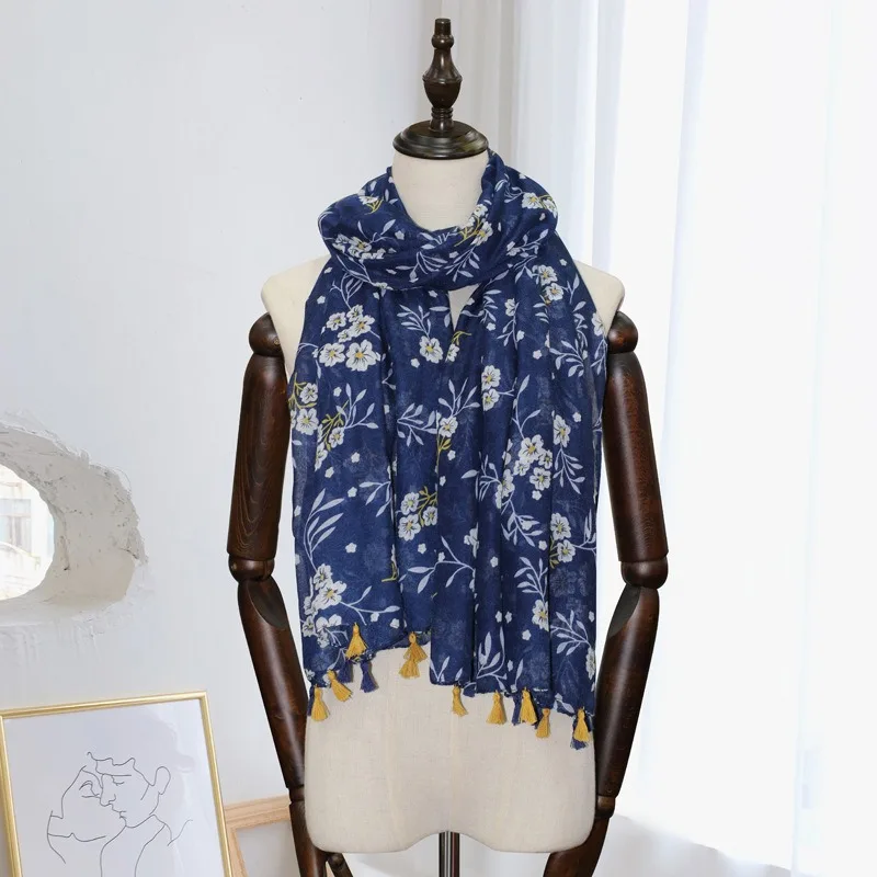 Floral Print Long Scarf Fashion Versatile Decorative Shawl Beach Wrap for Women Travel Daily Outfit