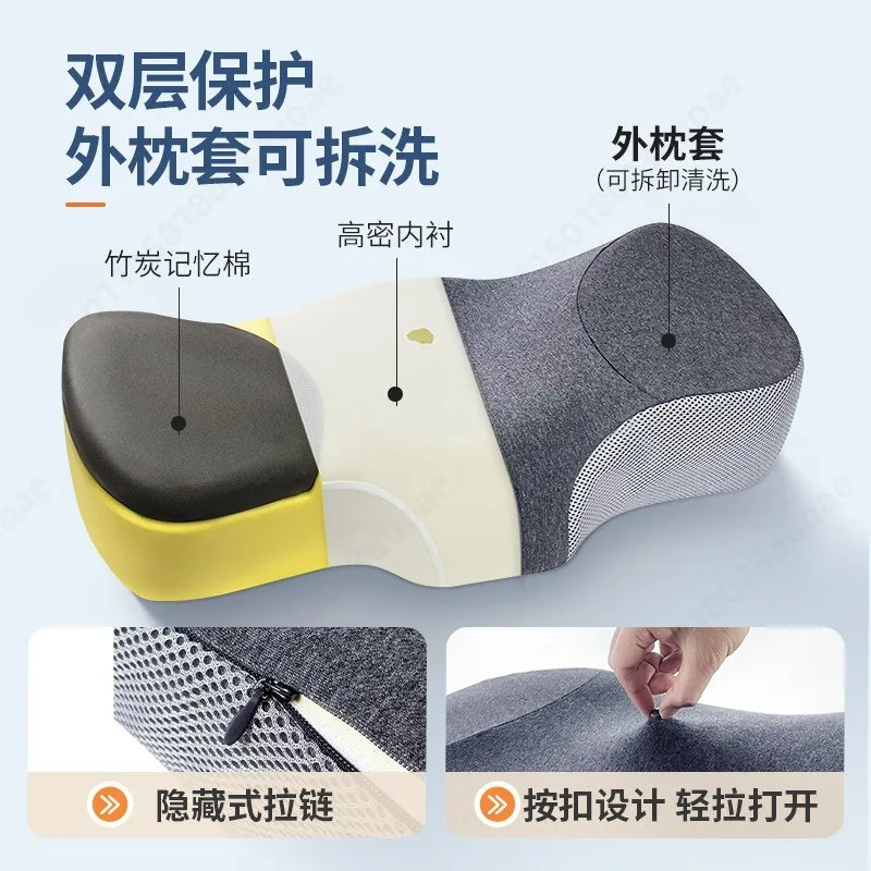 Ergonomic Memory Foam Pillow Thickened Heightened Support Pillow For Adult Side Back Sleep Home Sleeping Use