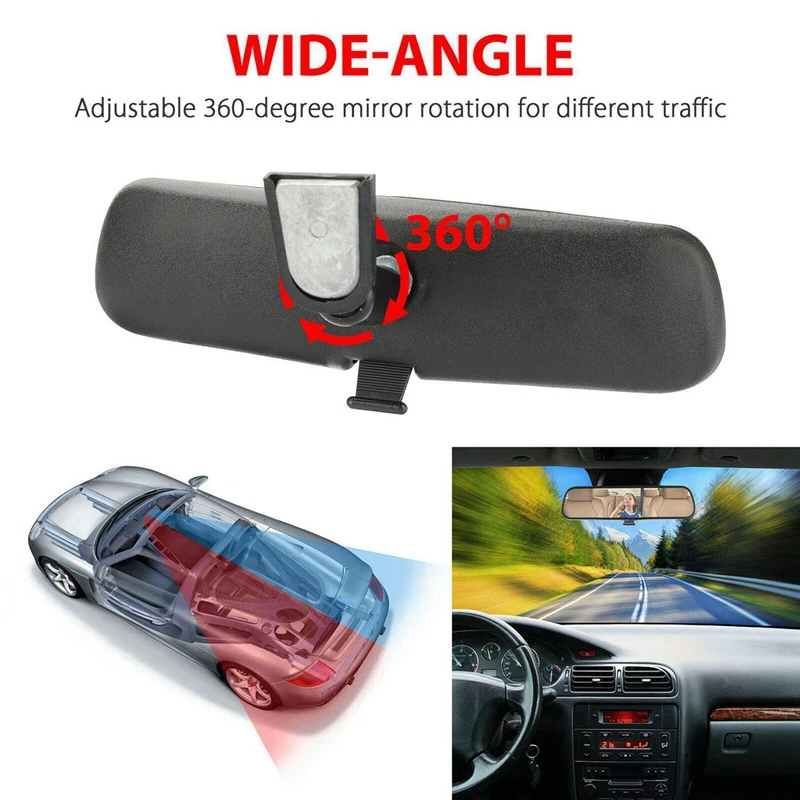 2X 360 Degree Adjustable Auto Universal Interior Rear View Mirror Replacement Glass 8 Inch Day / Night