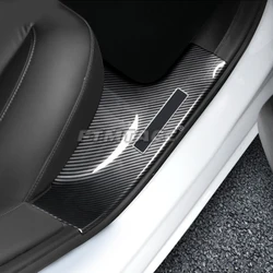 8 Packs Door Sill Protector For Tesla Model Y Model 3 2021 2022 Door Sill Cover Front Rear Door Pedal Cover Car Anti-dirty Pad