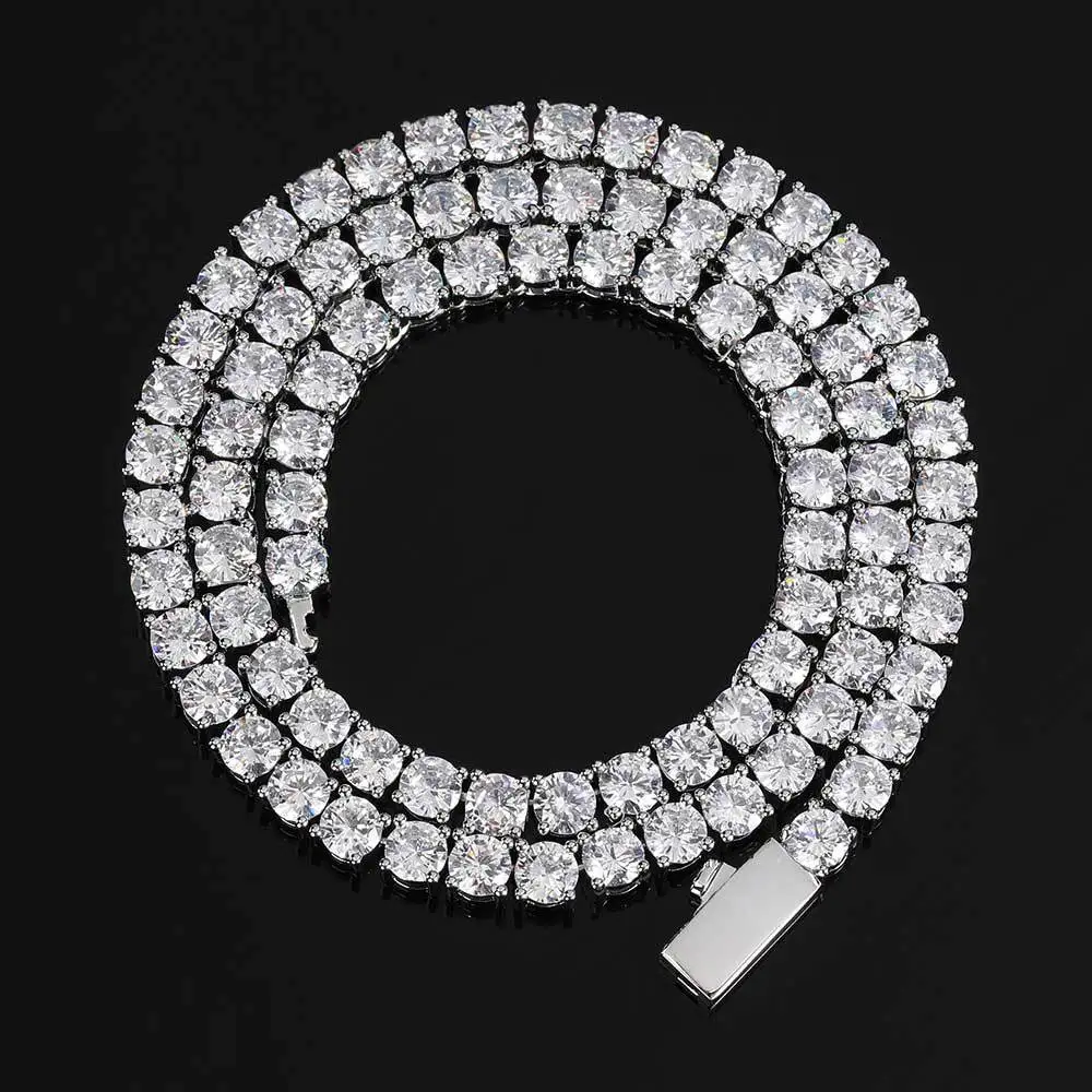 Box Glasp 3/4/5mm Iced Out Tennis Chain Necklaces for Men Women Zircon Hip Hop Chain Jewelry Free Shipping