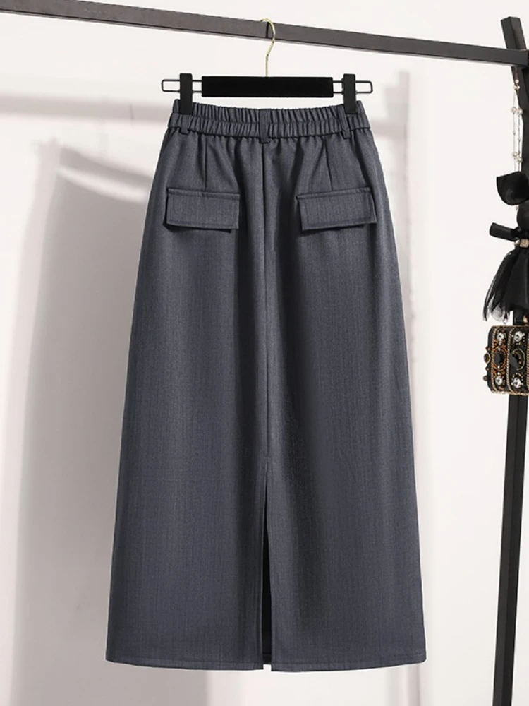 Suit Half-body Skirt Women's Large Size Autumn New Fashion Elegant Commuting Medium-length Package Hip Skirts Loose A-line Skirt image 3