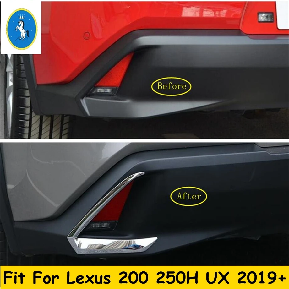 Chrome Tail Rear Bumper Fog Lights Lamps Eyelid Eyebrow Decor Stripes Cover Trim For Lexus UX 200 250H 2019 - 2024 Accessories