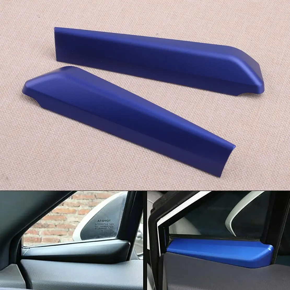 2pcs Blue Car Interior Front Door Window A Pillar Post Triangle Cover Trim Molding Fit For Toyota C-HR CHR 2017-2020
