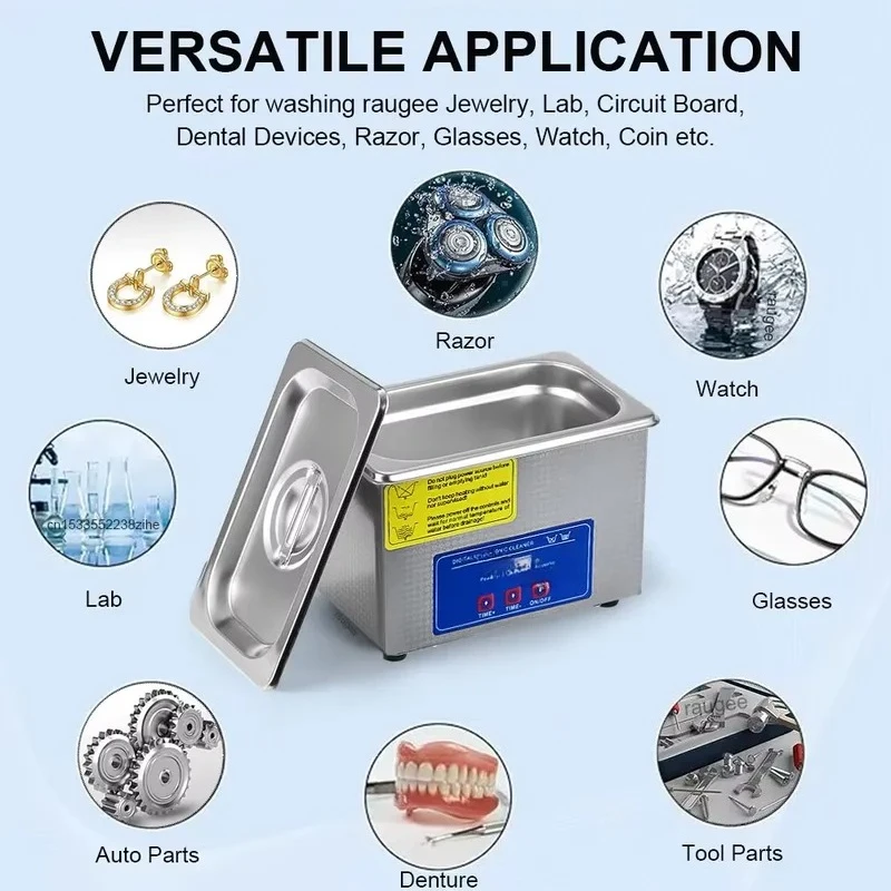 40KHZ Ultrasonic Cleaner High Frequency Vibration Washing Bath for Jewelry Watches Denture Glasses