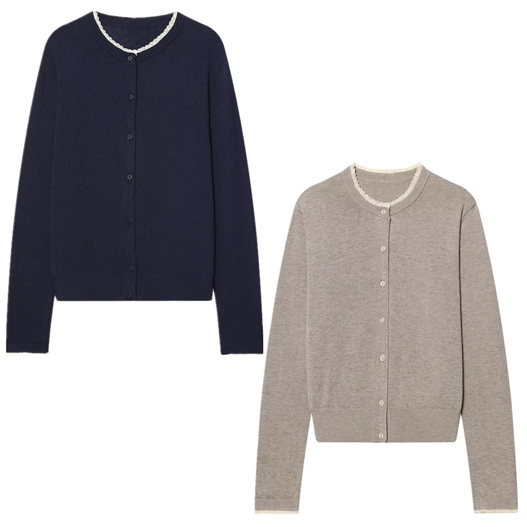 

Jenny&Dave French Office Ladies Elegant Lace Single Breasted Knitwear Woman Clothing Women's Sweater Tops Woman Clothes Cardigan