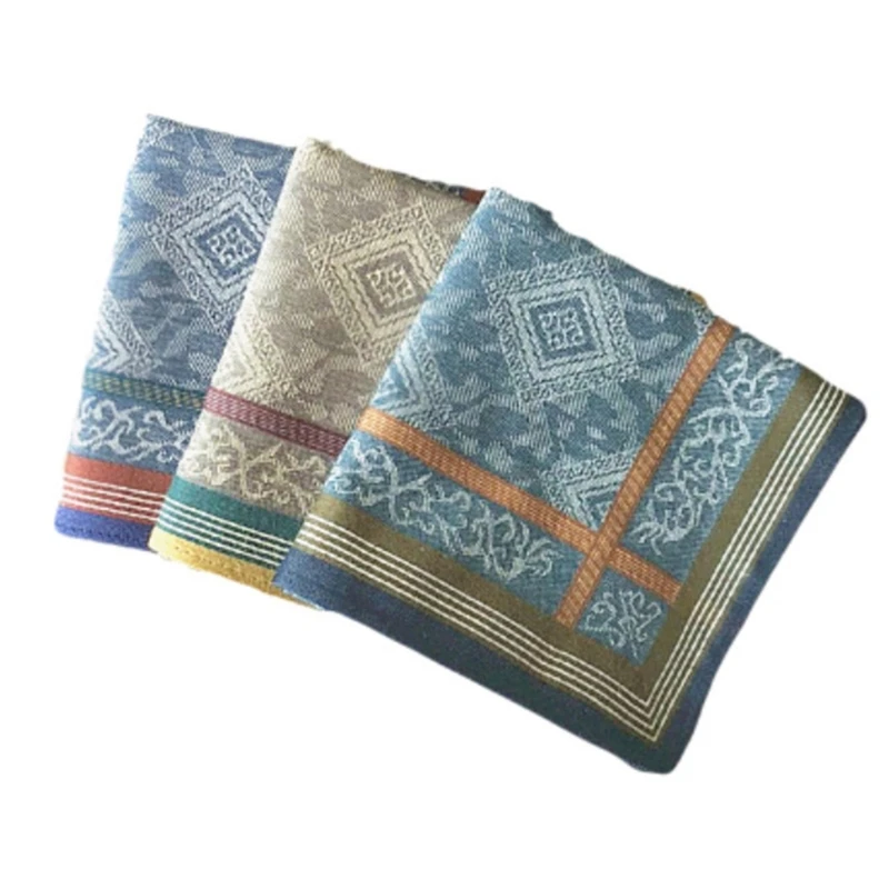 Large Cotton Handkerchief Random Color Sweat-absorbing Men's Handkerchiefs Stylish Pattern Kerchief