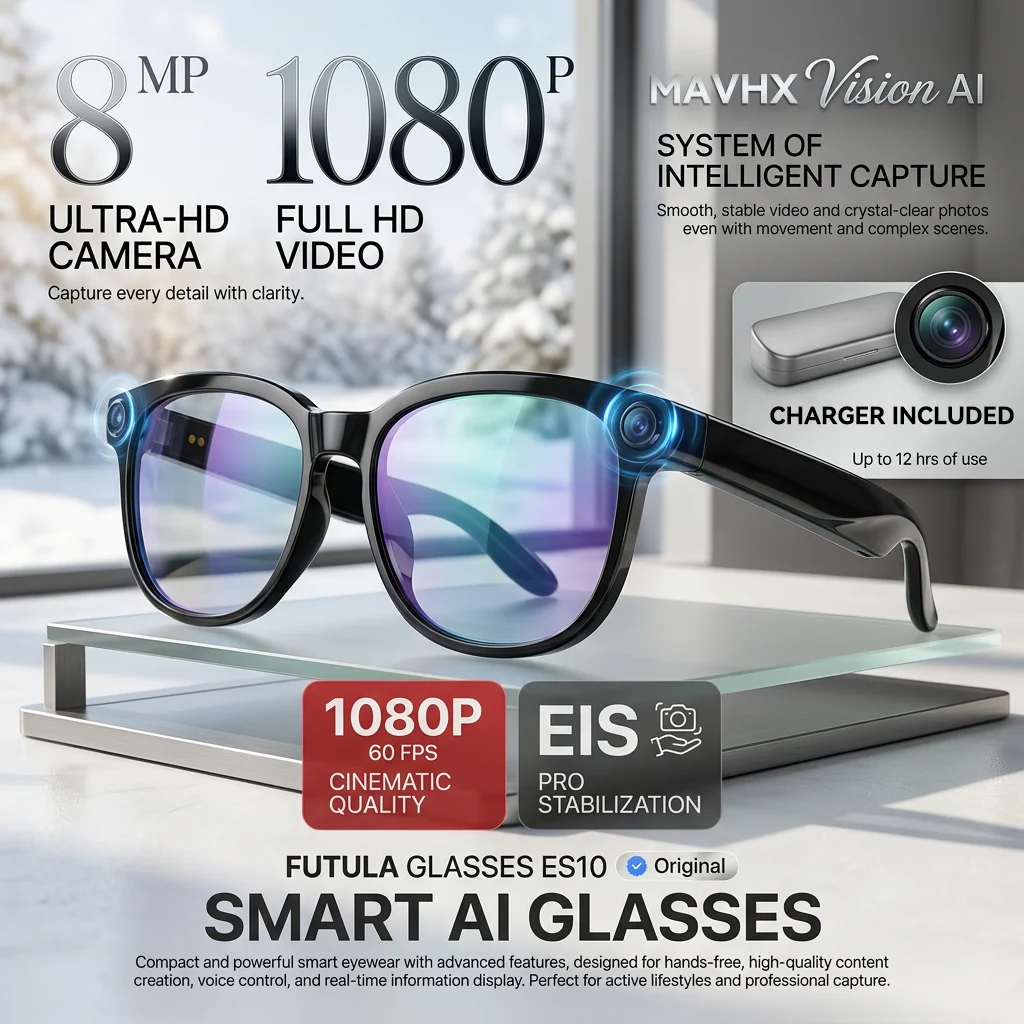 AI Smart Sunglasses 1080P Camera 8MP Video Capture Bluetooth 5.4 Wireless Audio Glasses ENC Clear Calls IP65 Waterproof Sports