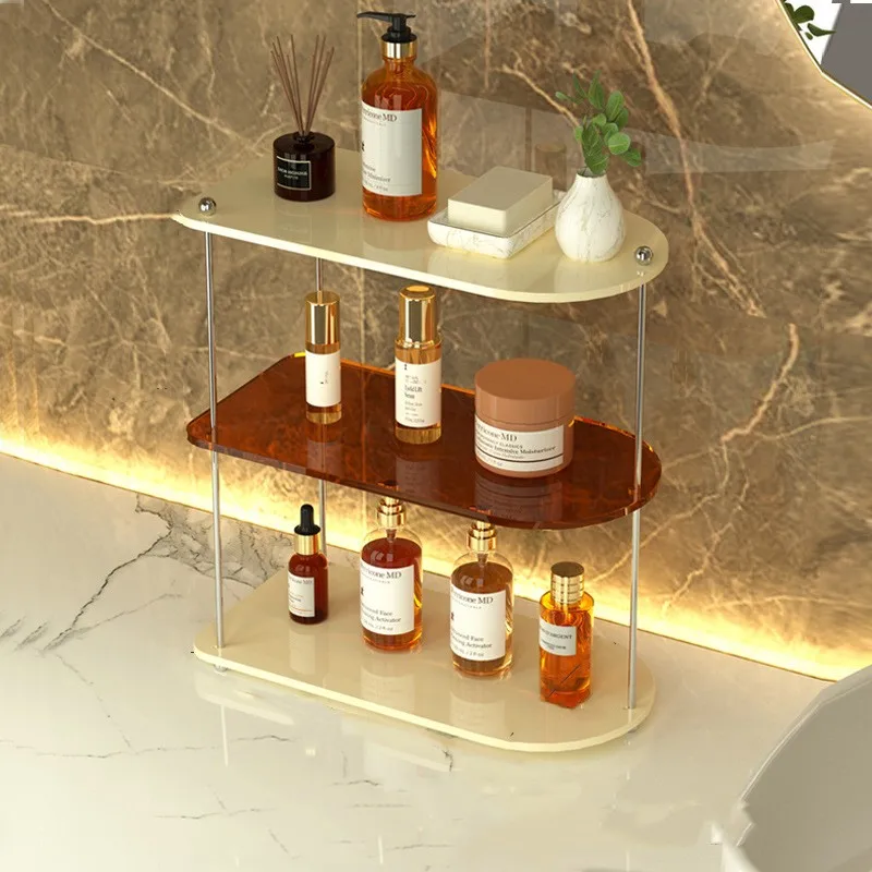 Acrylic Bathroom Organizer Rack Luxury Makeup Cream Skincare Perfume Storage Holder Home Tabletop Shampoo Shelf 3 Colors