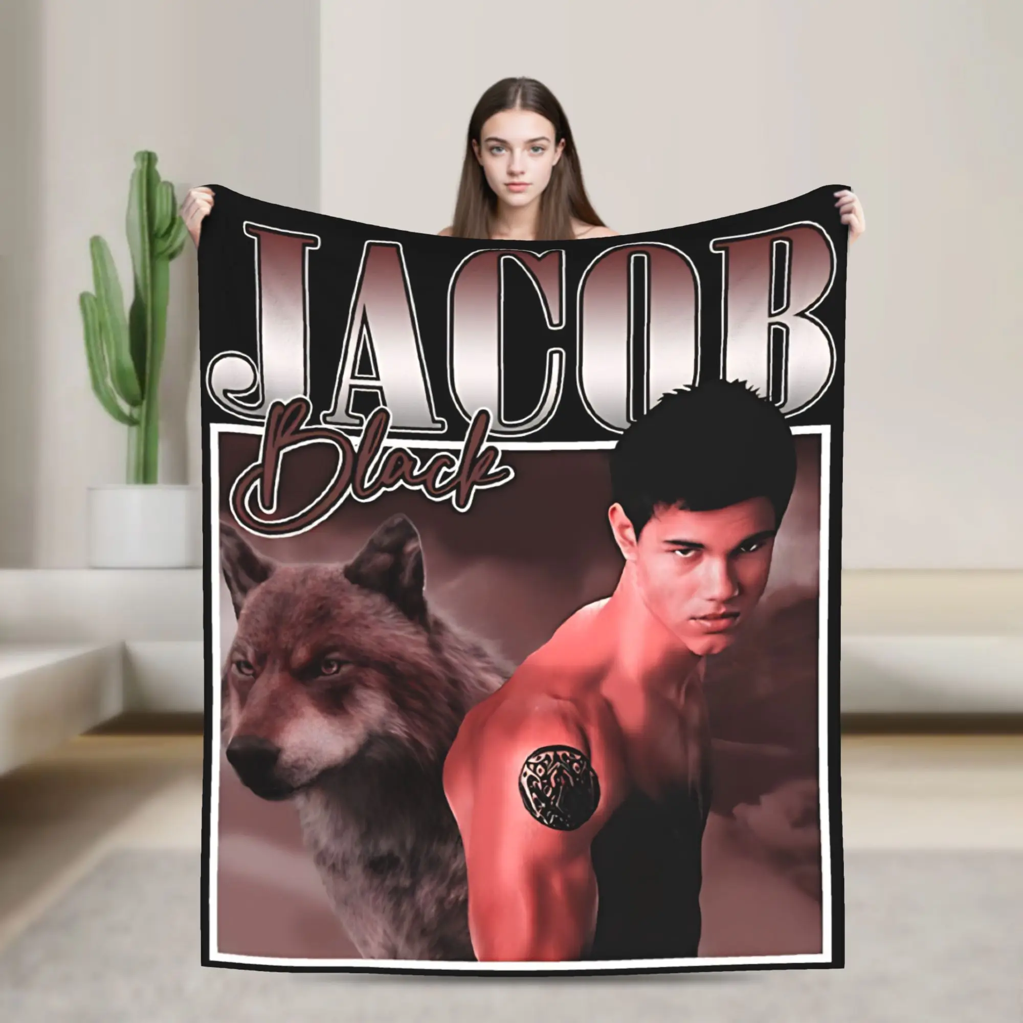 Twilight Jacob Black Blanket Girls  Flannel Throw Blanket For Outdoor Cozy Custom Quality Bedspread Gift