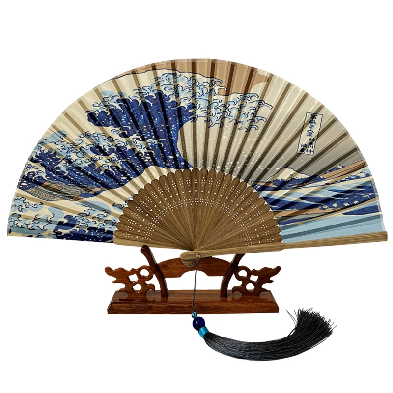 

Craft Folding Fan Retro Daily Hand Folding Fan Carry-on Portable Bamboo Fan Cool Summer Wave Fan Wedding Decoration for Friends