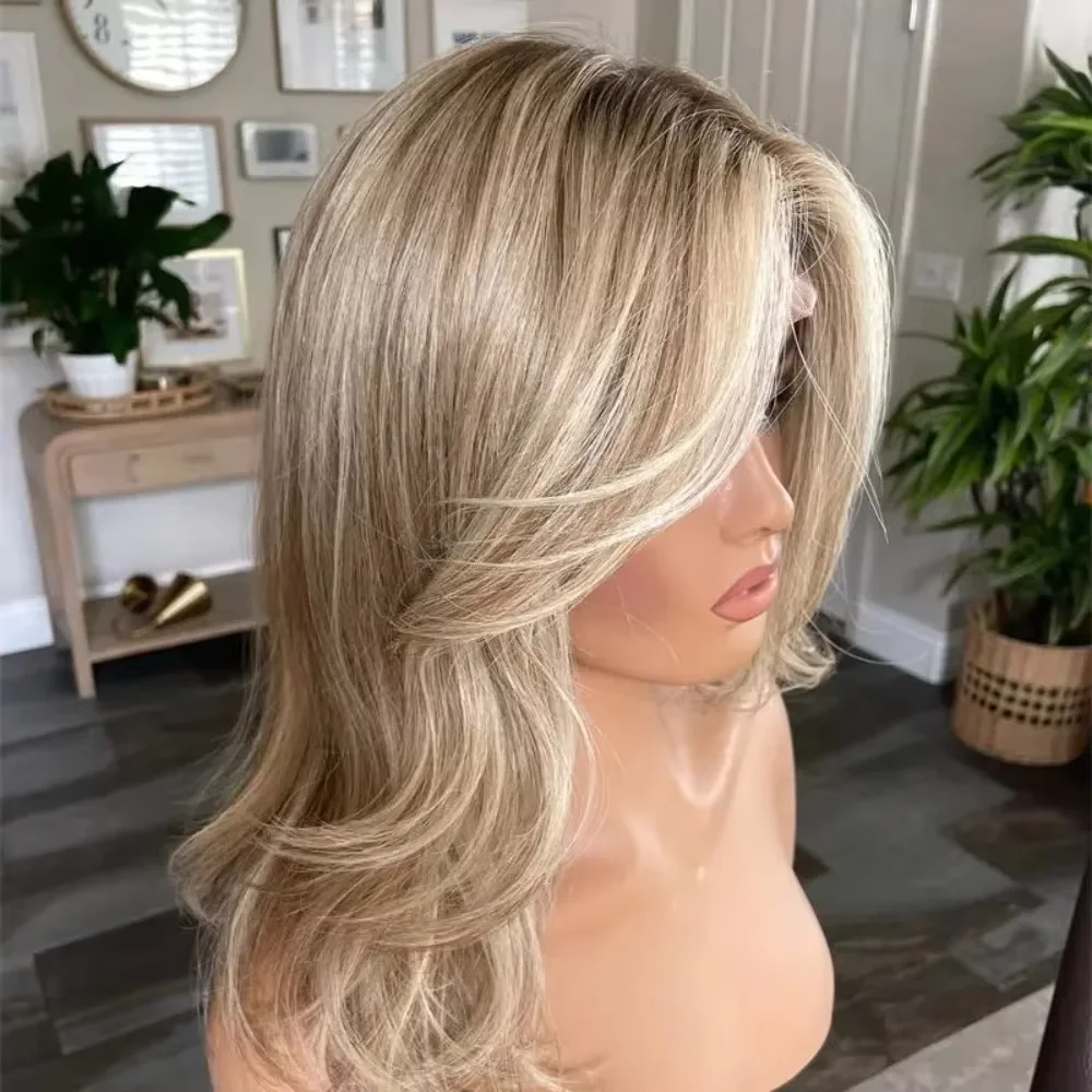 24Inch Body Wave Natural HD Lace Wig Ombre Blond with for Women Pre-Plucked Transparent Lace Frontal Versatile Hair Wig