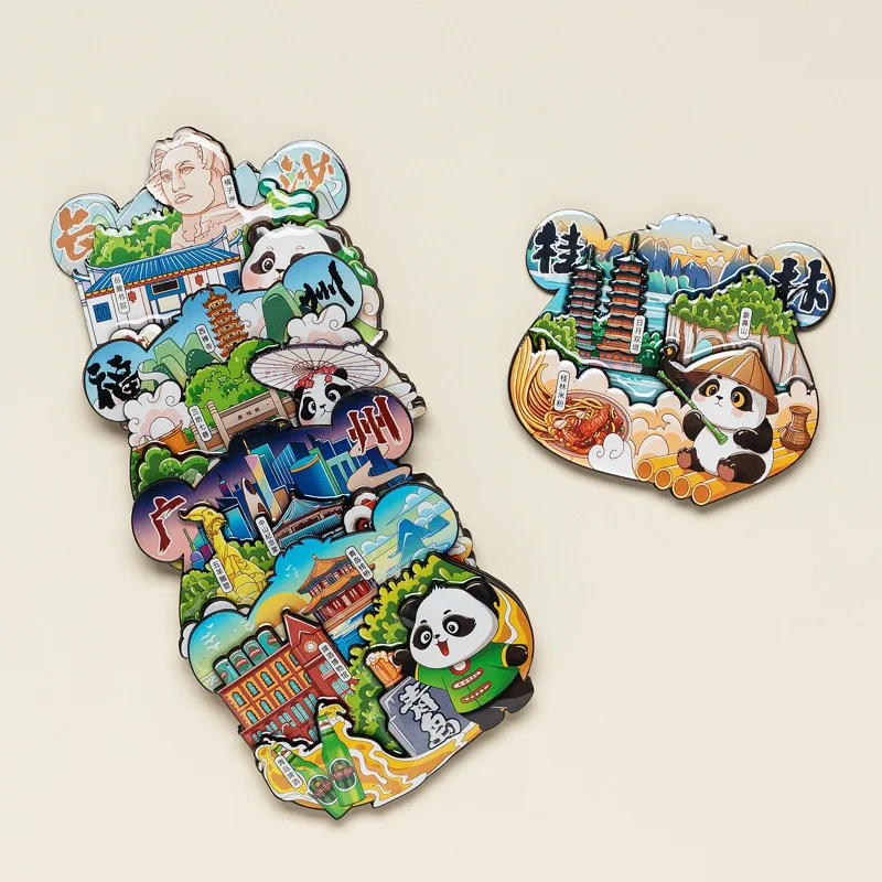 China City Scenery Wooden Chinoiserie Fridge Magnet Sticker,Magnetic Creative Landmark Travel Souvenir,Refrigerator Sticker,XM