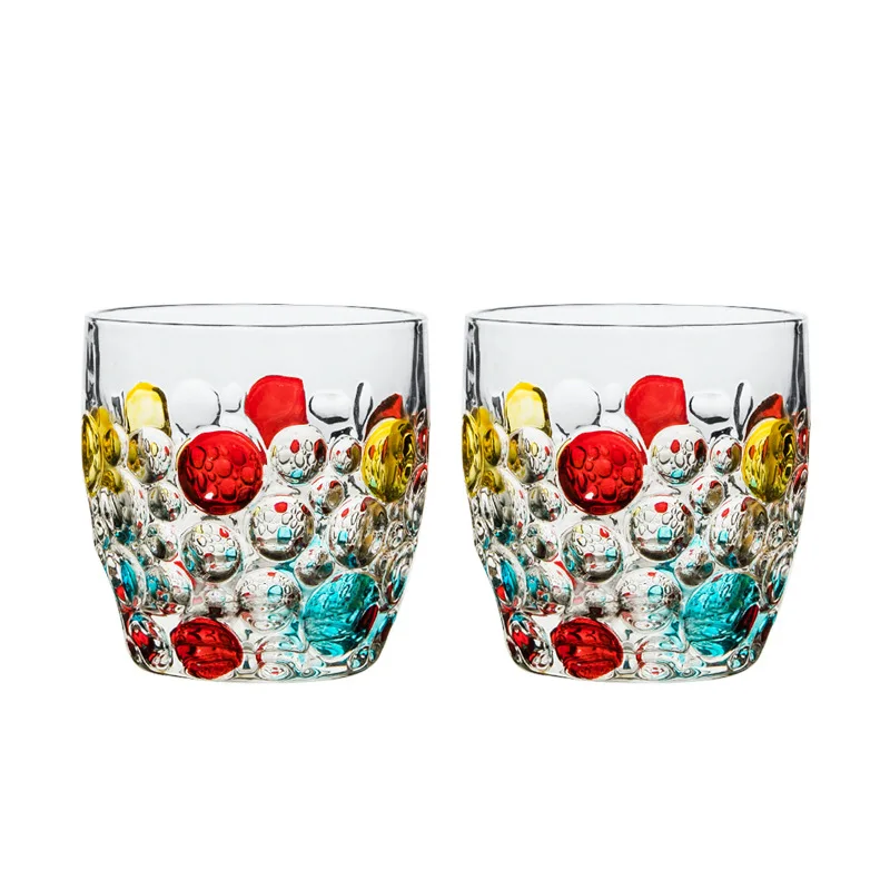 Creative Colored Dot Glass Artificial Color Water Cup ins Contrast Whisky Cup Foreign Wine Cup Cup