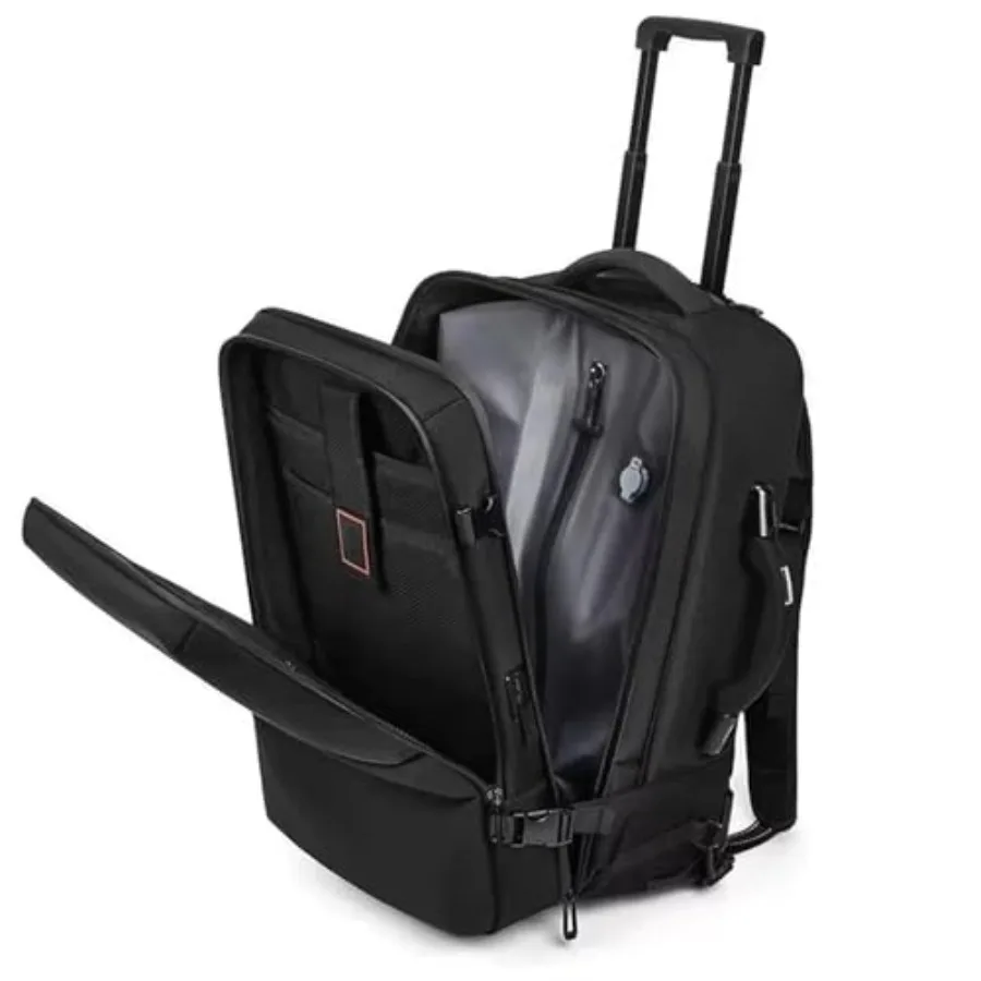 60L فراغ ضغط على ظهره مع عجلات توسيع الرجال مقاوم للماء حمل على الأمتعة حقيبة ظهر للسفر 17 بوصة محمول على ظهره