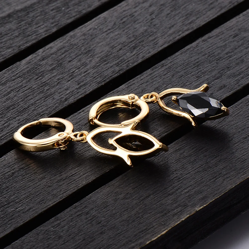 

1Pair Women Zircon Earrings Simple Black Hanging Studs Modern Minimalist Design Effortless Style Casual Formal Outfits Party