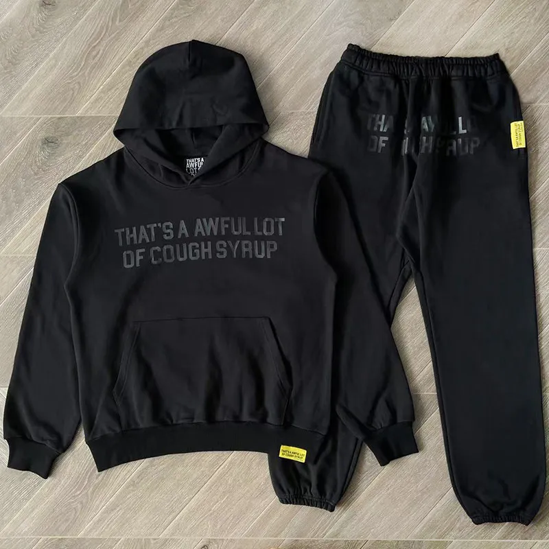 

American Style THAT'S A AWFUL LOT OF COUGH SYRUP Hoodie Classic Black Casual Streetwear Multi-color Printed Hooded Sweatshirt