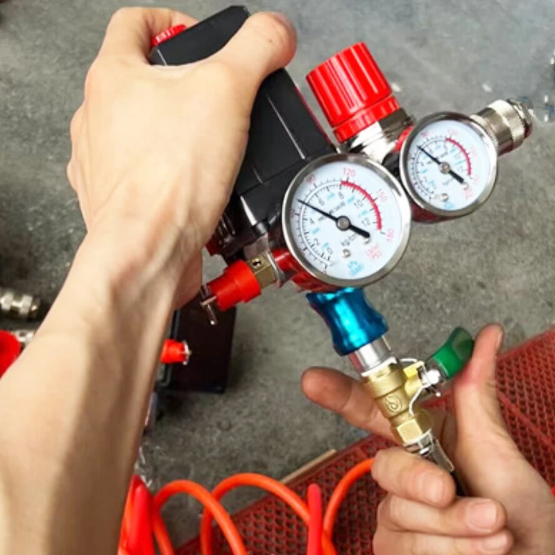 أجزاء أداة السلطة مقاييس ضغط الهواء ضاغط الهواء ثقب واحد مفتاح الضغط مضخة باما قوس الجمعية منظم المنوع