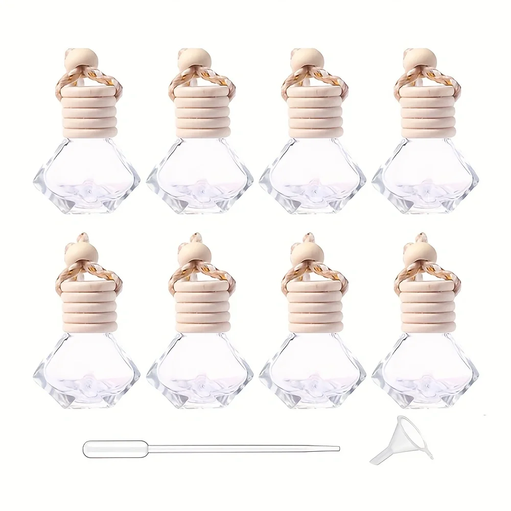 8 pieces of car air freshener perfume bottle, fragrance essential oil diffuser, hanging pendant, car decoration