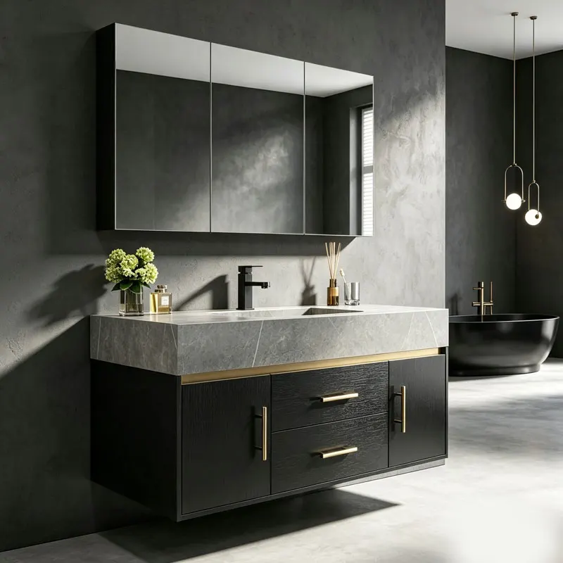 Modern Luxury Double Sintered  Vanity Sink Bathroom Black Support Dropshipping And Wholesale