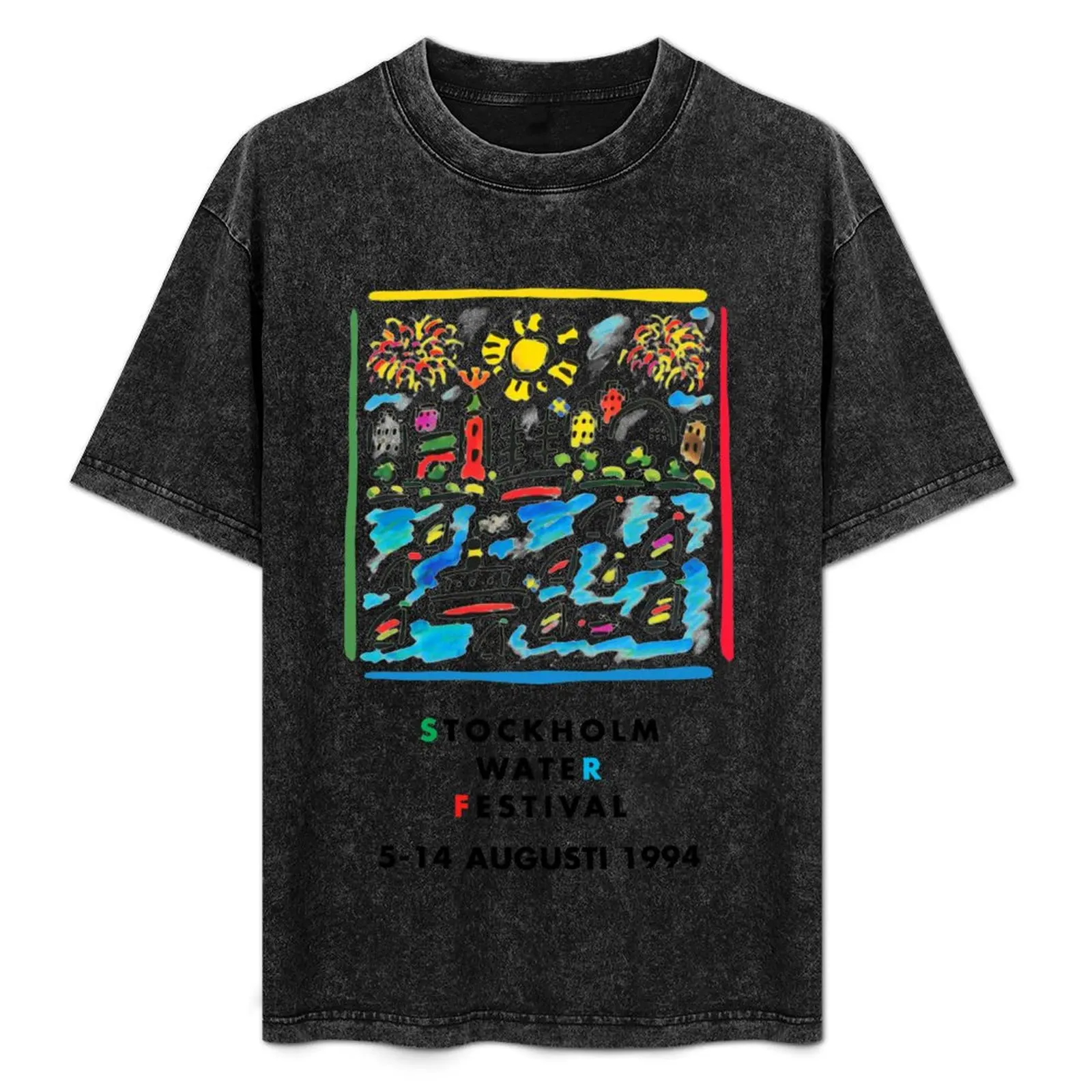 

Stockholm Water Festival '94 T-Shirt Minimalist Plain Crew Neck T-Shirt