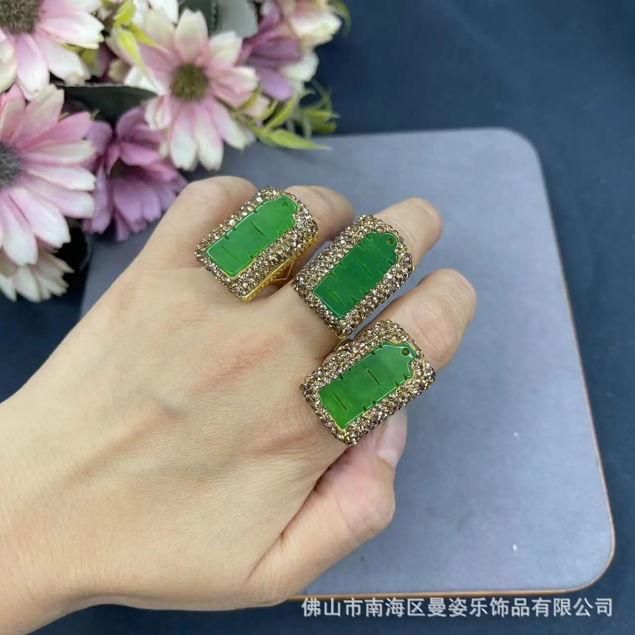 DIY accessories Natural dry bluestone accessories handmade live mouth ring adjustable color retention original design personaliz