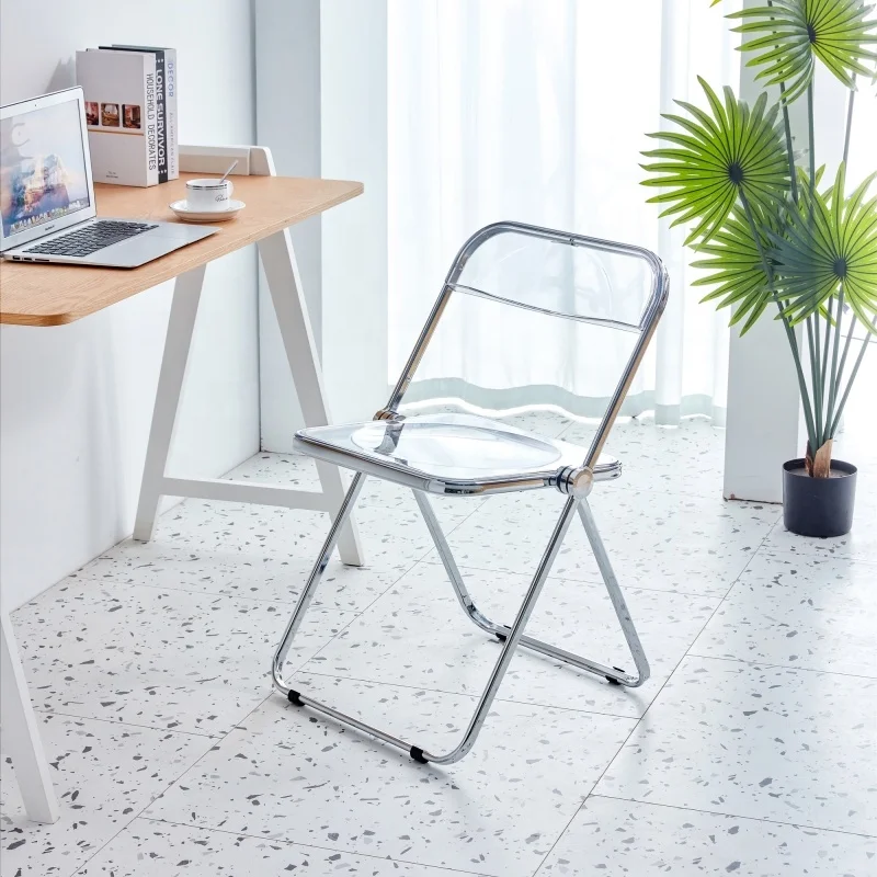 #Portable Durable Waterproof Stackable White Clear Transparent Folding Office Chair for Meeting