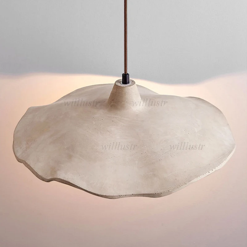 

Micro Cement Lotus Leaf Pendant Lamp Wood Suspension Light Hotel Cafe Bar Bedside Industrial Style Hanging Ceiling Chandelier