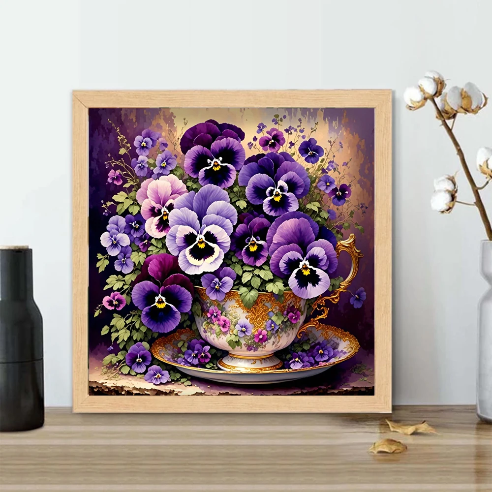 1 piece pansy DIY diamond painting, DIY diamond painting set accessories, suitable for home living