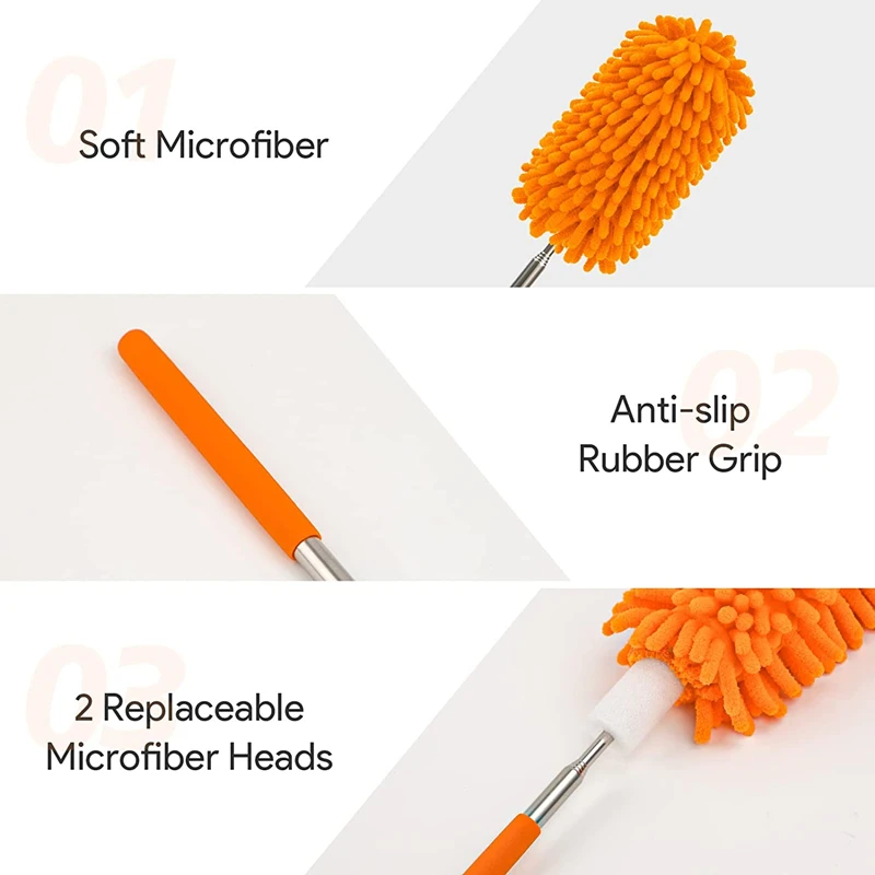 New Retractable Microfiber Duster Cleaning Brush Flexible Dust Cleaner Brush Cleaning Car Window Office Household Cleaning Tool