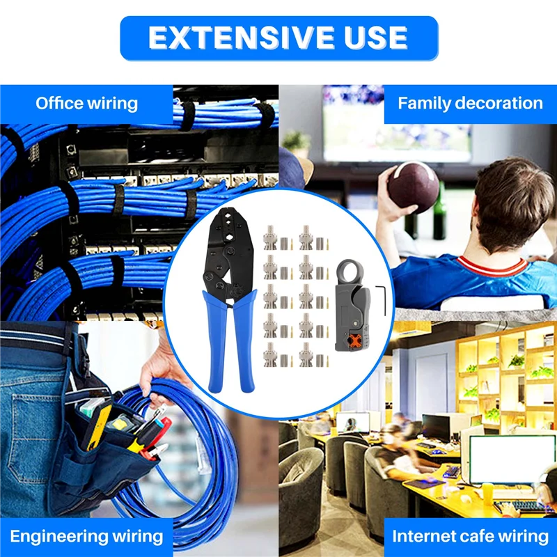 

1Set Coax Rf/Bnc Crimp Tools For Rg58 / Rg59 / Rg6 With 10Pcs Bnc Plug Crimp Connector Set-HGSW