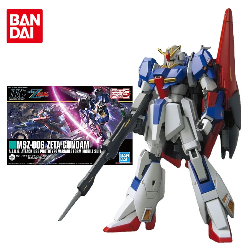 Bandai Gundam Model Kit Anime Figure HGUC 1/144 MSZ-006 ZETA Gundam Genuine Gunpla Model Anime Action Figure giocattoli per bambini