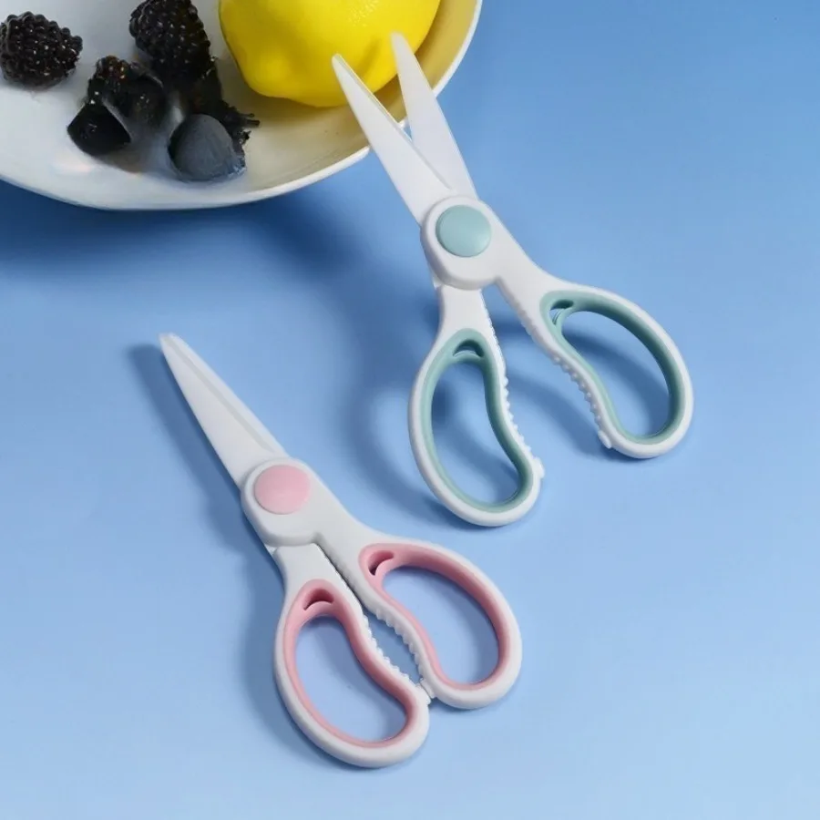 Ceramic Scissors, Complementary Food Scissors, Noodles, Meat, Vegetables, Fruits Scissors with Cutting Sleeves