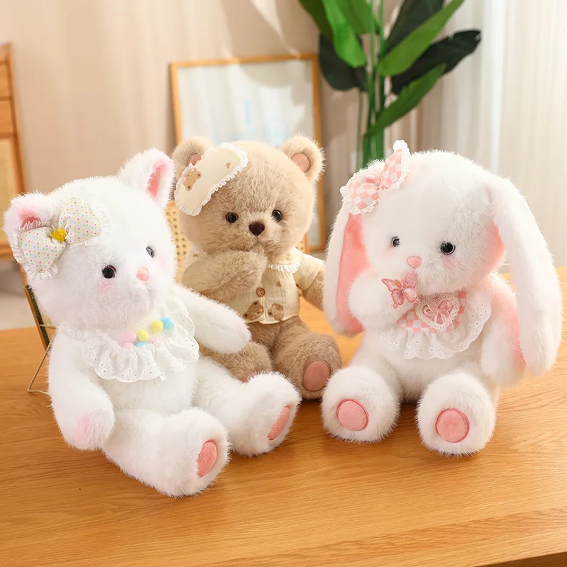 45cm Cute Fox Cat Rabbit Bear Plush Toys Soft Lovely Animals Stuffed Dolls Grasping Doll For Children\'s Birthday Holiday Gift