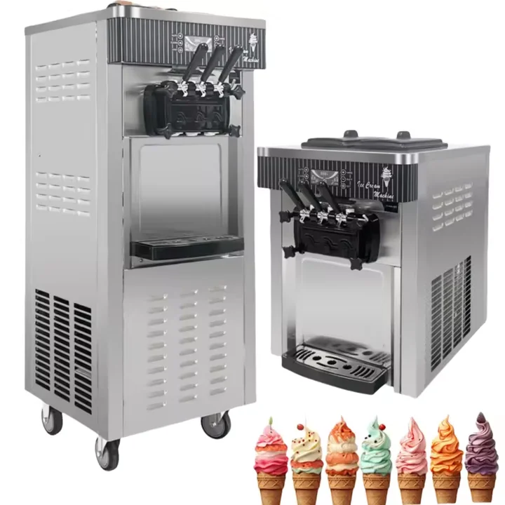 New High Quality Vertical Tabletop Soft Serve Ice Cream Machine Commercial High Productivity  Ice Cream Maker with 3 Flavors