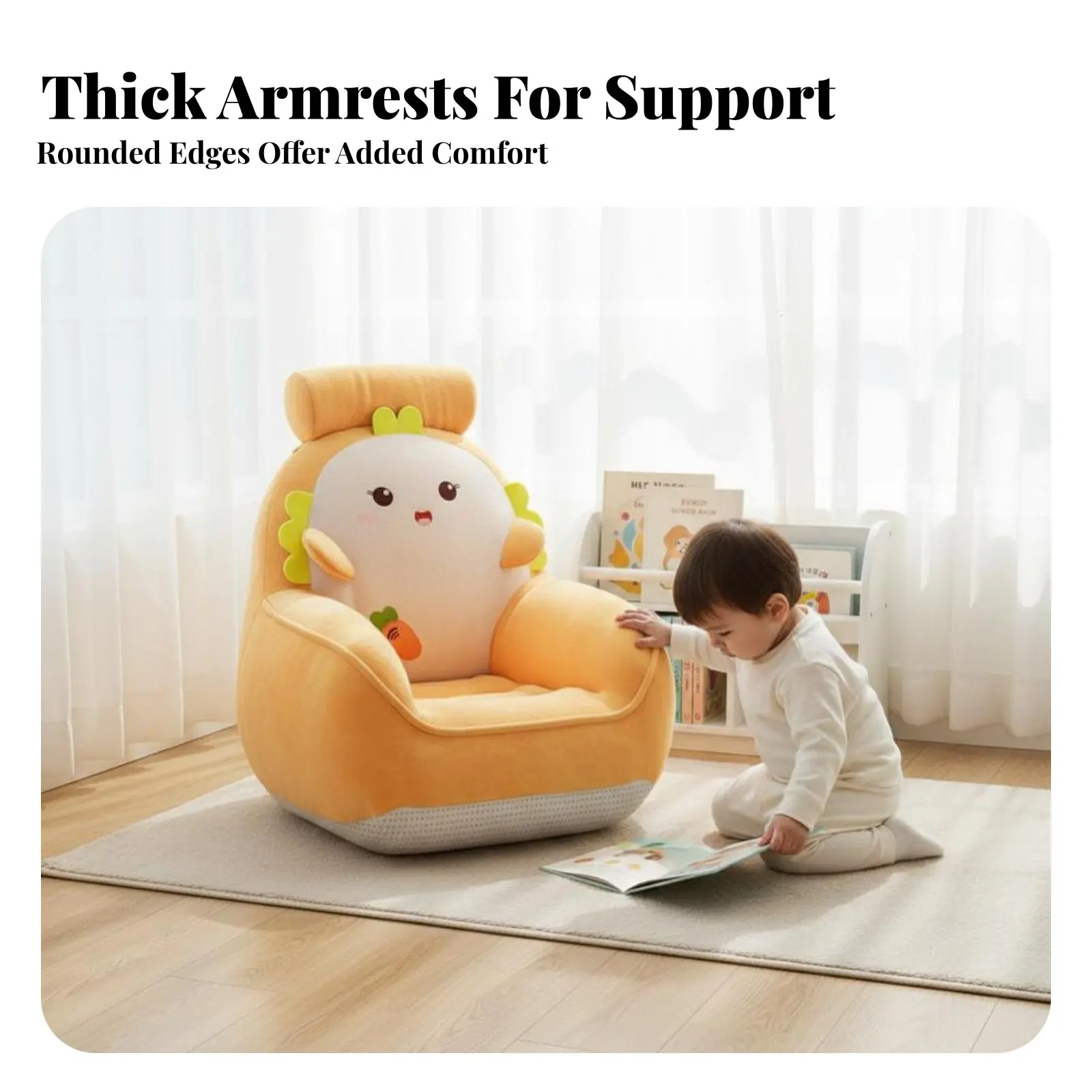 creatureshaped-キッズラウンジャー-かわいい漫画デザインのフロアチェア-柔らかく快適な軽量チェア-女の子向け、リラックス、リビングルーム用