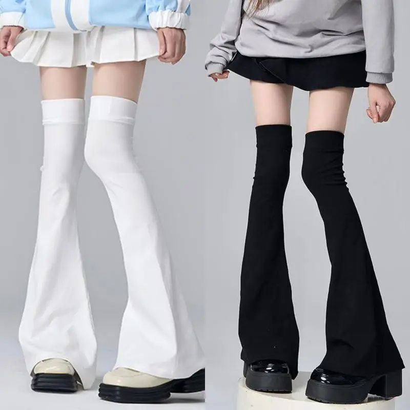 New-Y2K Leg Stockings Elasticity Slimming Knee Socks Japanese Style Spicy Femboy Over The Knee Horn Shaped Cuffs Accessories