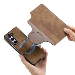 Funda 2 en 1 con tarjetas desmontables Solt Wallet Flip Book para Samsung Galaxy Z Fold 6 5 5G Fold6 Fold5 funda magnética con bolsa extraíble
