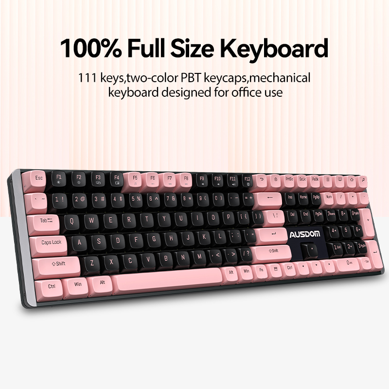  AUSDOM Hola111 Mechanical Keyboard 111 Full Key TTC PBT Keycaps 2.4G Wireless Gaming Esports Home Office Keyboard For Windows PC 