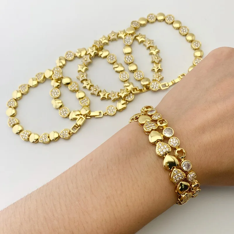 

Блестящий браслет с подвесками в виде звезд и сердец, винтажный, элегантный, универсальный, для девочек, лучший подарок для подруги, модное украшение для рук