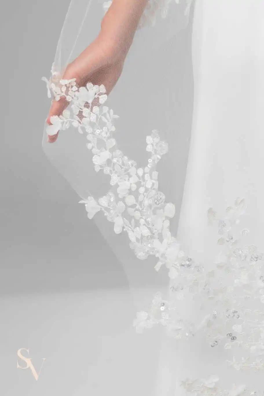 طرحة زفاف لامعة مزينة بالترتر طول الكاتدرائية طبقة واحدة حجاب الزفاف حافة مزخرفة للعروس فيلو دي كابيزا مخصصة #6