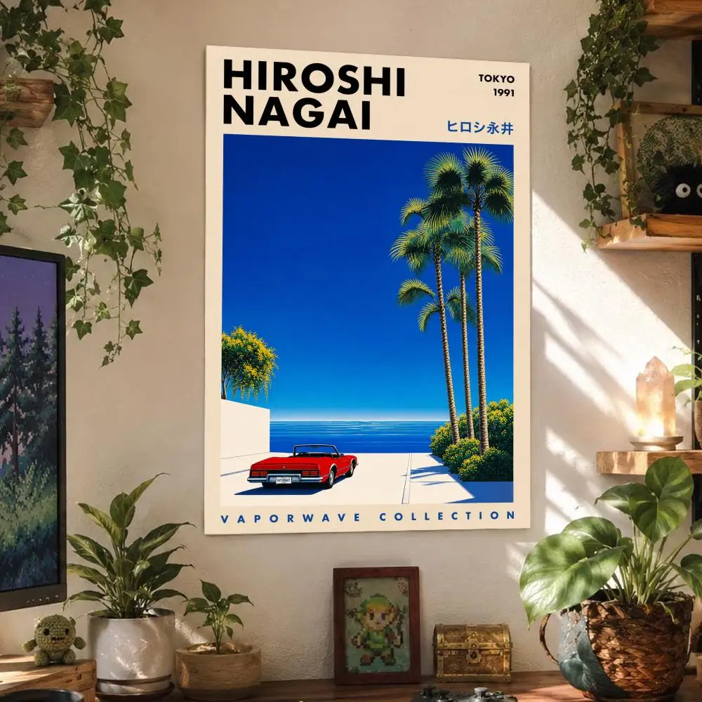 Art Modern Hiroshi Nagai Poster Wall Art Poster Waterproof PP Print Peel And Stick Removable Self Adhesive Home Decor