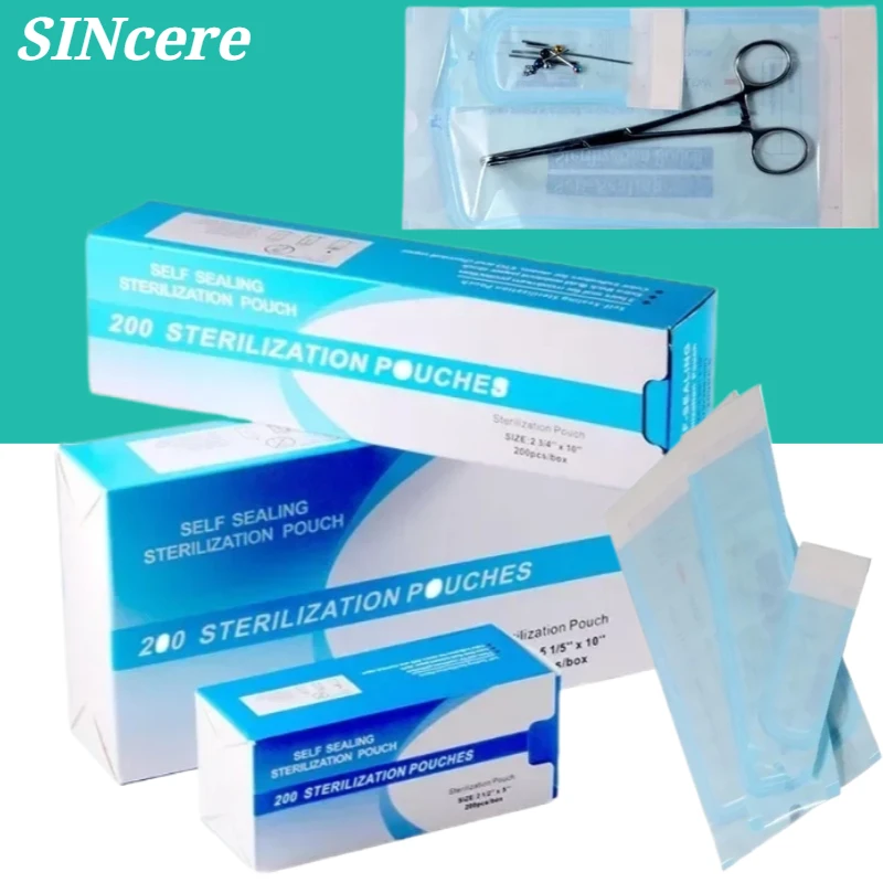 

200pcs/Box Self Sealing Sterilization Pouch Bags Dentistry Medical Grade Disposable Paper+CPP/PET Film Dentistry Materials Tools