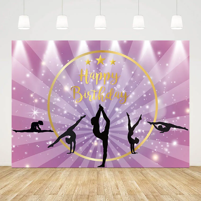 

Mehofond Photography Backdrops Golden Circle Star Shiny Gymnastics Birthday Party Gymnastic Photo Background Studio Supplies