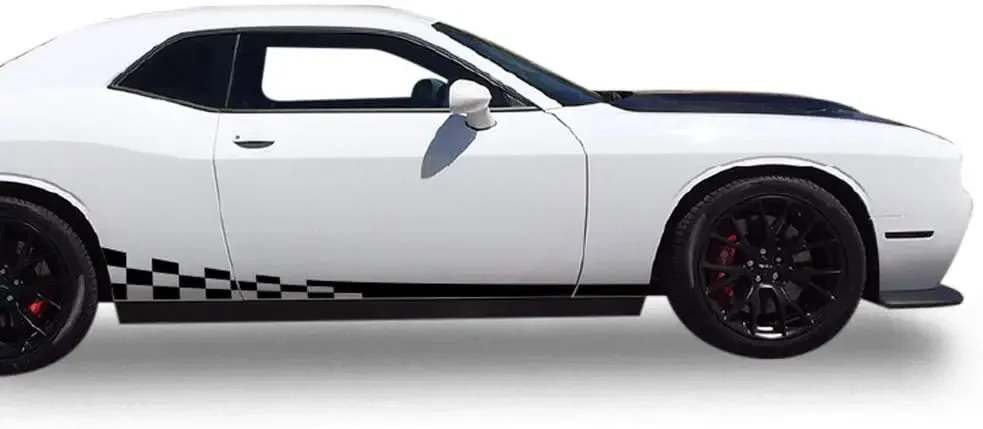 

Bubbles Designs Decal Sticker Vinyl Side Wavy Finishing Stripe Kit Compatible With Dodge Challenger 20082017 (Black)2PCS