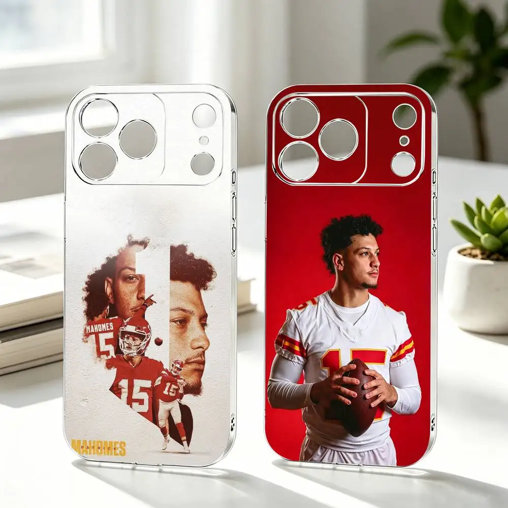Funda Transparente para Teléfono con Diseño de Patrick Mahomes de Fútbol Americano para iPhone 17 16 15 14 13 12 11 Mini Pro Max Plus